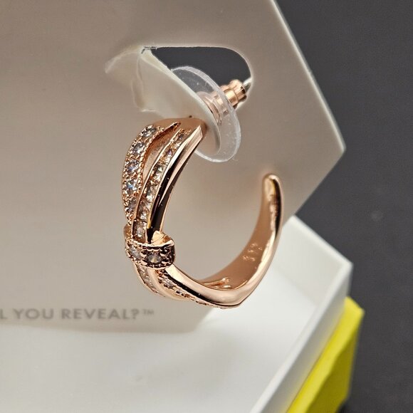 Bomb Party ER88270 "Bow Moments" Smokey Topaz & Diamond Cubic Zirconia Earrings - Picture 3 of 5